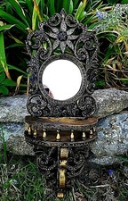 Console murale miroir artisanat d'Asie en bois sculpté