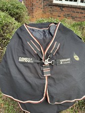 Rambo Horseware Ireland Helix Stable Sheet Black With tan/orange Trim 84”