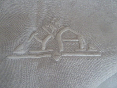 Nappe ancienne lin damassé - ancienne,