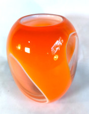 Vintage Murano / Scandinavian Style Orange Blown Glass Ball Vase