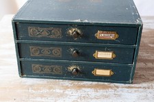 Antique Cartier-Bresson Blue Green 3 Drawer haberdashery cabinet