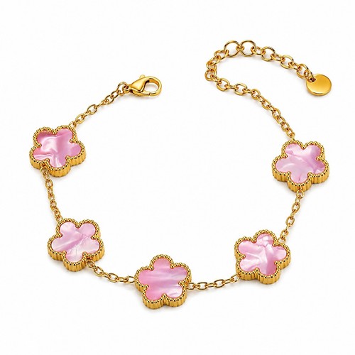 Bracelet trèfle rose doré - trèfle,