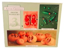 ? Anne Geddes - Deluxe Puzzle Set  – 3 Complete Jigsaw Puzzles. Baby Vegetables