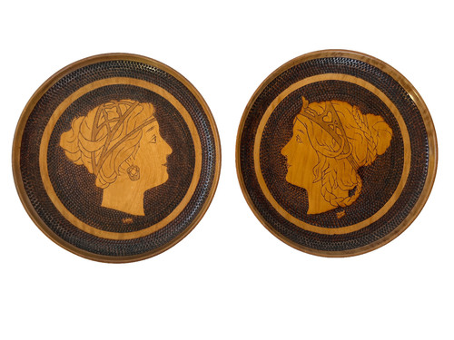 Paire assiette bois art - d'assiette,