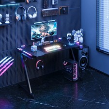 Bureau Gaming LED noir 120cm -