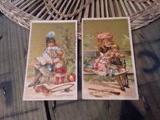 Lot de 2 Chromo chocolat GUERIN BOUTRON fillettes tricot couture