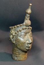 B1 Art Africain Tête  bronze ancienne ifé Nigéria 515g18cm beauté féminine déco