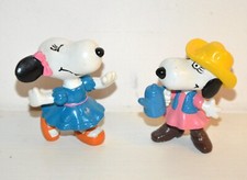Lot 2 anciennes figurines PVC chien SNOOPY Peanuts BD girl Belle vintage 80 90's