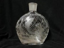Antique Engraved Crystal Bottle Fish Decor Net Signature ID