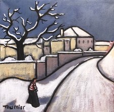 Tableau Ferme ´d’Hurtebise sous la neige Aisne Tourrier