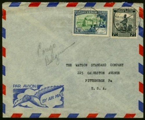 Belgian congo 1949 flown - congo,