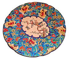 EMAUX DE LONGWY PETIT PLAT FORME 3301 DECOR 792 REHAUSSE MAIN DIAMETRE 25.50 CM