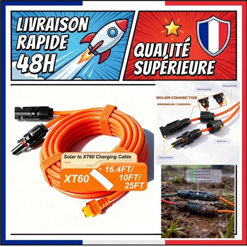Câble solaire xt60 12 awg - câble, m