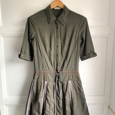 Essentiel Antwerp Boho Shirt Dress UK 8 10 Military Green Corset Waist Midi 