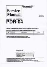 Service Manuel D'Instructions pour Pioneer PDR-04