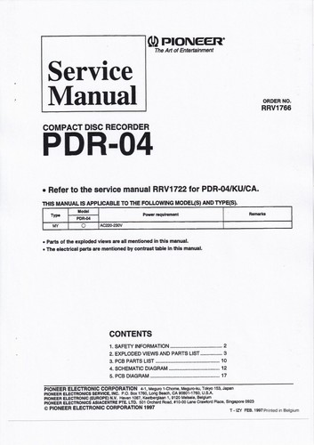 Service manuel instructions - manuel, d'instructions