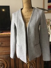 Veste Blazer Etam Taille 38 En Coton Et Polyester Gris Clair, Neuve