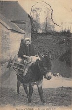 Old postcard 14 ENVIRONS D'ISIGNY / SERVANT GOING TO MILK