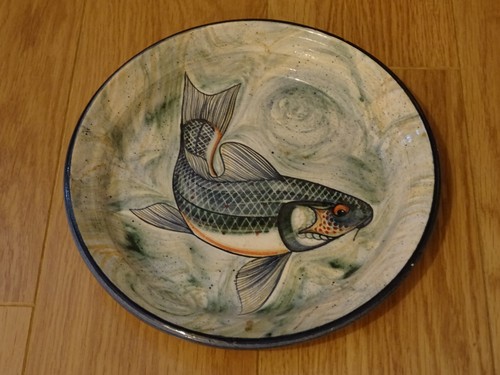 Assiette creuse poisson - , peinte