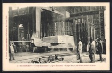 Old postcard Le Creusot, Usines Schneider, Le gros Laminoir, ingot out of the oven 1913 