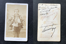 Mandar, Paris, actor Bilboquet or Larnarque in stage costume, 1873, dedication