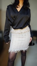 Jupe style tweed beige blanc