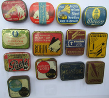 ANCIEN LOT 13 BOITES AIGUILLES de PHONO PHONOGRAPHE OLD PHONOGRAPH NEEDLES boxes