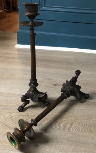 Paire bougeoir bronze - bougeoir,
