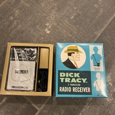 Vintage Dick Tracy 2 Transistor Radio Receiver with box Case Strap Excellent