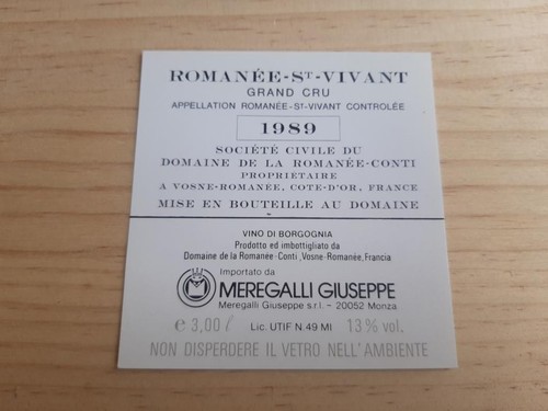 Contre étiquette vin romanée - étiquette,