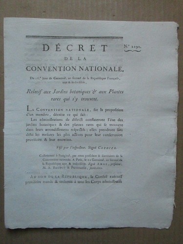 Décret 1794 jardins - 1794, :