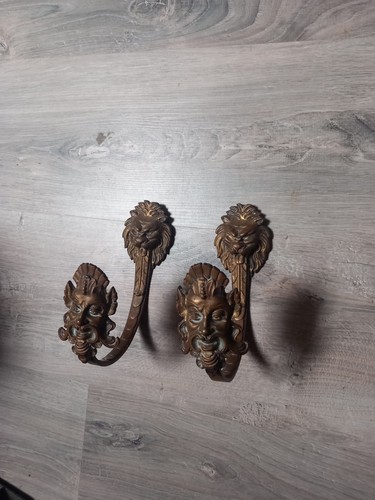Paire patère bronze lion - paire,