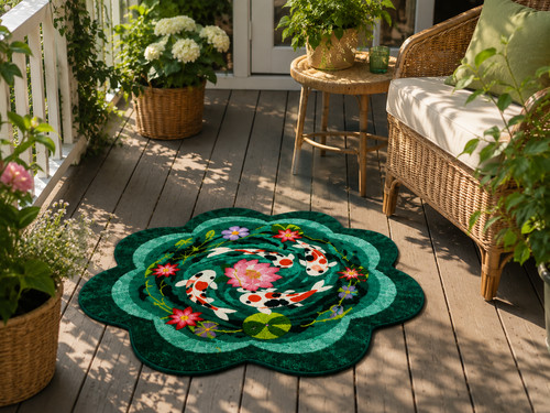 Tapis décoratif étang koi - de,