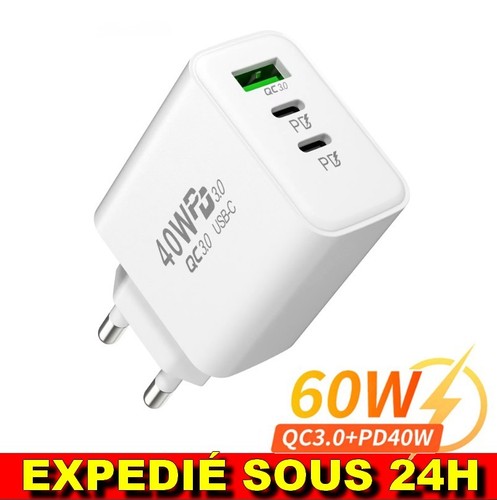 Chargeur secteur 60w double - chargeur,