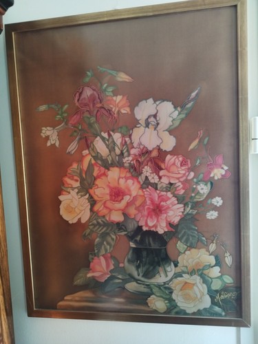 Peinture sur soie encadrée - peinture,