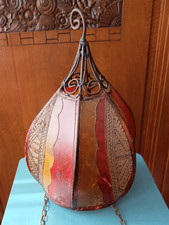 LAMPE ORIENTALE MAROCAINE PEAU TRES BON ETAT