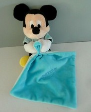 *. DOUDOU PELUCHE DISNEY NICOTOY MICKEY NOIR JAUNE MOUCHOIR BLEU ETOILE TTBE