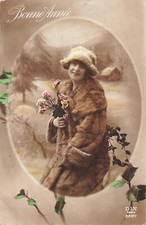 CP GOOD YEAR LOCKET WOMEN ELEGANT HAT COAT FUR WITH FLOWERS