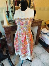 Robe blanche rose fleurie années 60 vintage français french pin up floral dress