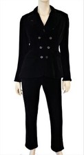 RALPH LAUREN COLLECTION sz 6 Black Velvet Peplum Blazer and Slim Pants Suit