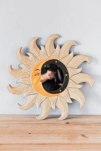 Miroir vintage bois soleil - vintage, en