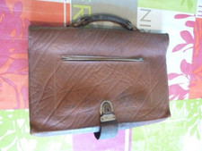 Vintage, Original Shape Antique Satchel, Brown Thick Leather Bag