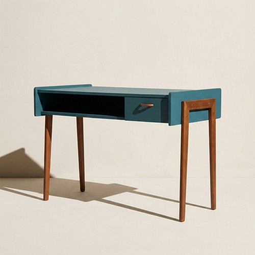 Bureau vintage moderniste bleu - bureau,