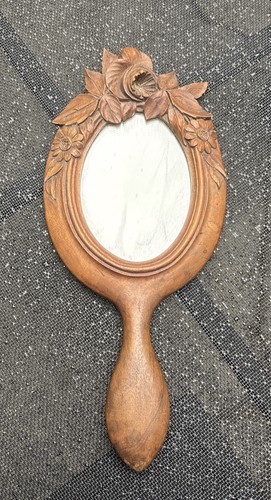 Ancien miroir face main en - a,