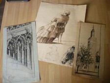 3 DESSINS ORIGINAUX 1930