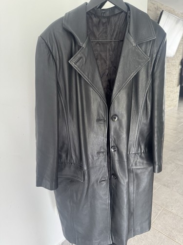 Manteau homme long cuir - manteau, noir