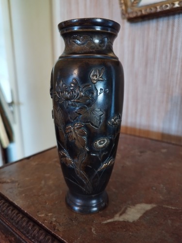 Vase japonais bronze décor - vase,