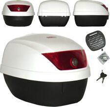 Moto Scooter Top Case 28 Lt Universel Fermeture Clé Bagage Valise  Blanc