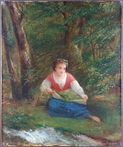 Ancien tableau cueilleuse - ancien, "cueilleuse