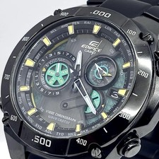 Casio Edifice EQW M1100 Solar Radio Watch Green Black Dial Stainless Steel